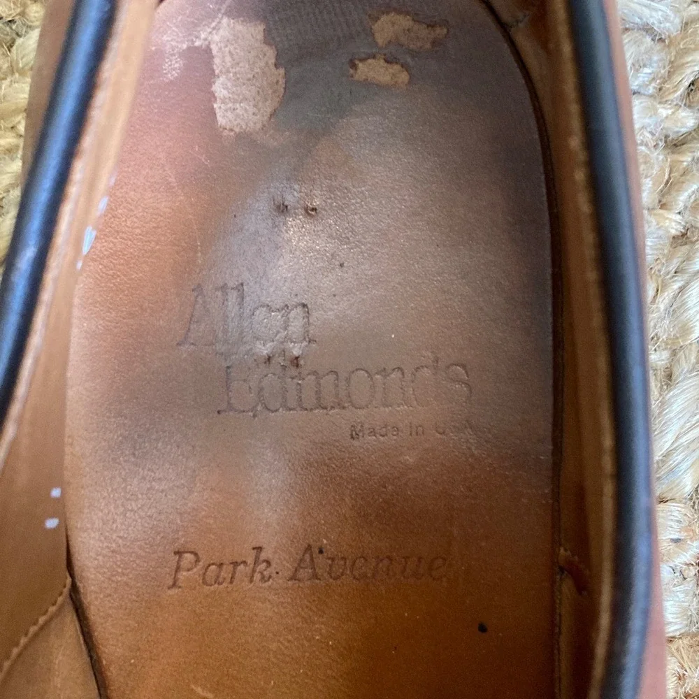 Allen‎ Edmunds Mens Brown Park Avenue Oxford Shoe Size 11C Cap Toe Lace Up